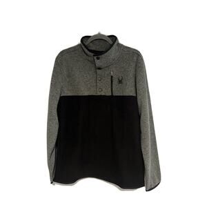 NWT Spyder Mens Black/Gray Fleece Pullover Medium MSRP $129